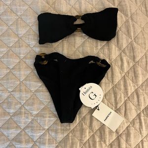 Hunza G black bandeau bikini